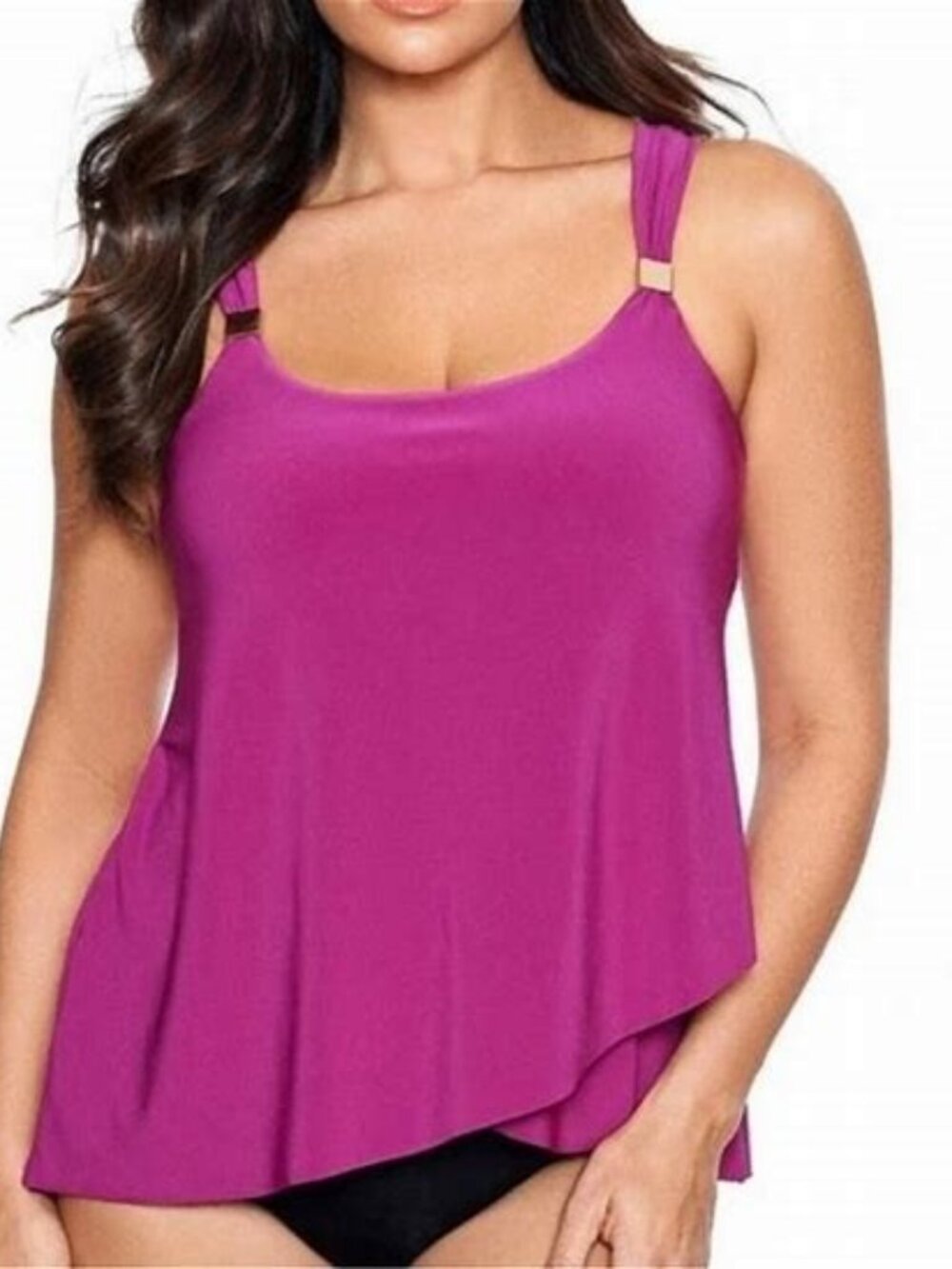 Miraclesuit Razzle Dazzle Tankini Top Framboise Pink Underwire Size 10 NWT